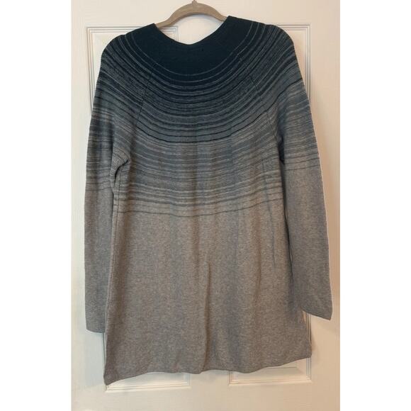 J. Jill Tunic Sweater Dress Sz LG Ombré Blue Green Gray Teacher Casual Lagenlook - Picture 2 of 11